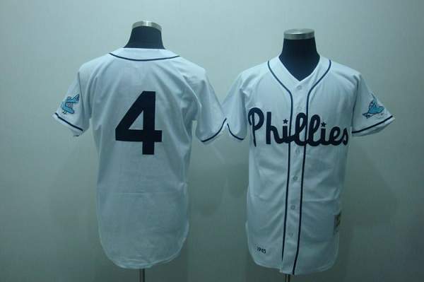 Mitchell and Ness Phillies #4 Jimmy Foxx Stitched White Throwback MLB Jersey - Click Image to Close